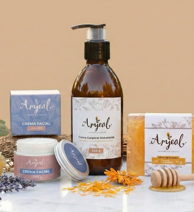 Produtos de cosmetica natural con miel