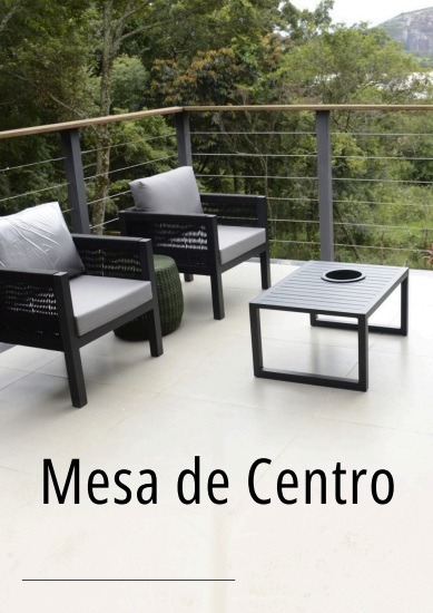 Móveis mesas de centro de alto padrão para área interna e externa feitas em alumínio e madeira