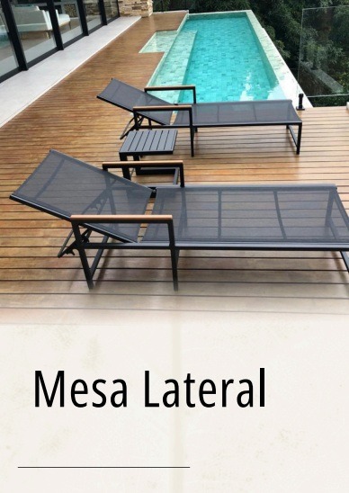 móveis mesas lateral de alto padrão para área interna e externa feitas em alumínio, madeira