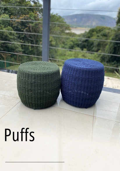 Móveis Puffs: móveis alto padrao em alumínio, corda náutica, fibra sintética de área externa/interna