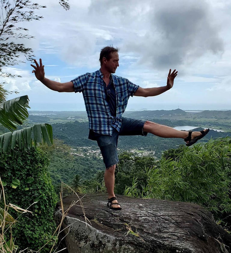 Johnny Demonstrating a Sun Style Tai Chi Toe Kick Outside In El Yunque Rainforest Puerto Rico