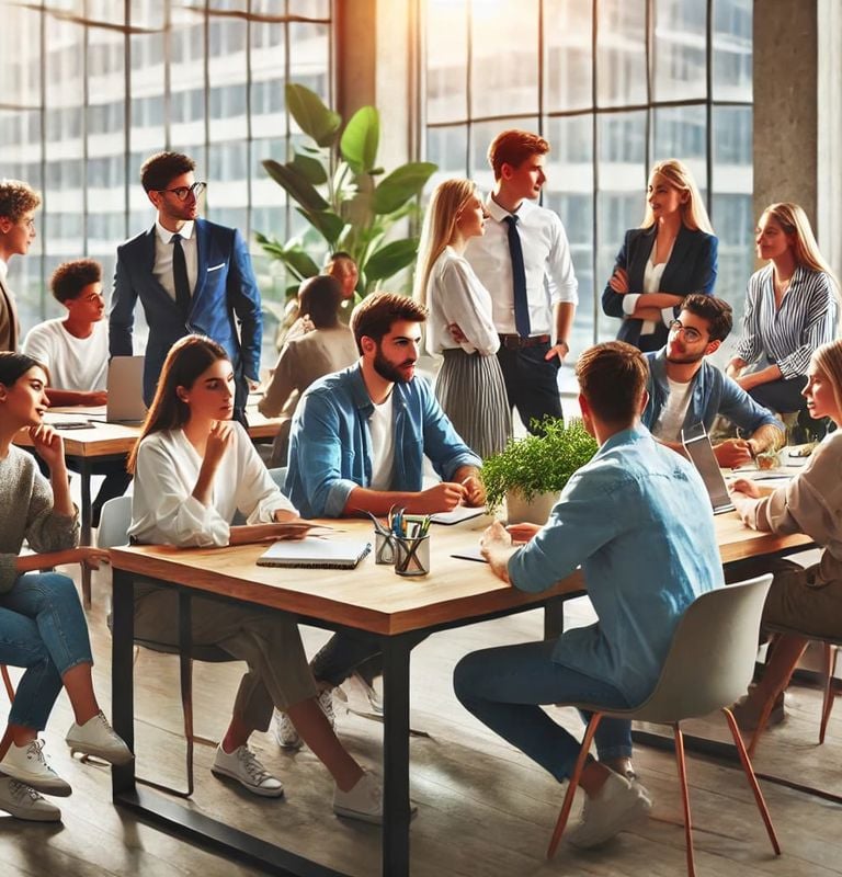 a group of people sitting around a table with a group of people