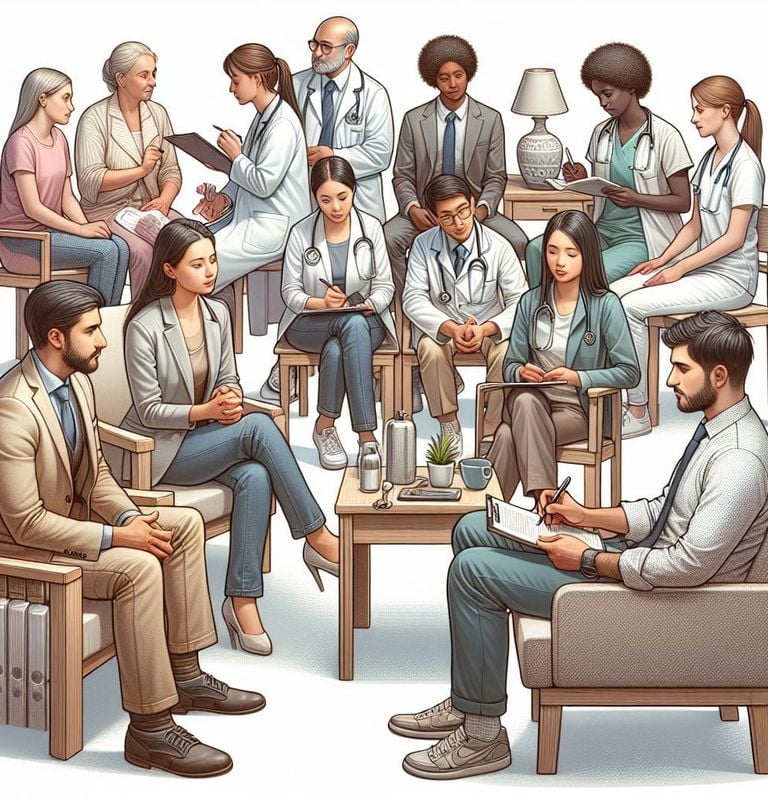 a group of people sitting around a table
