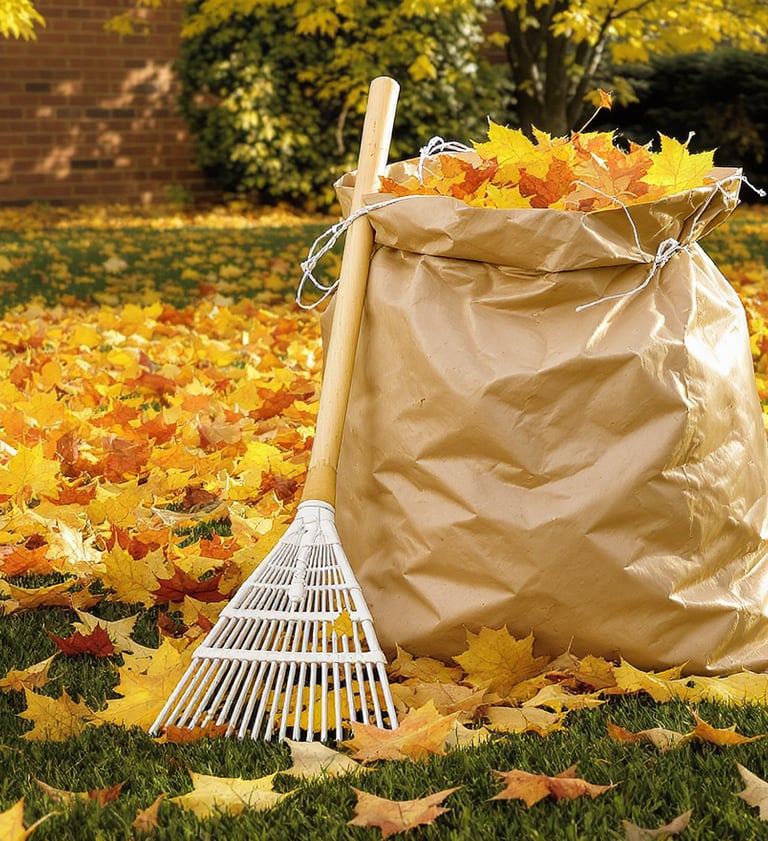 Bag of Leaves on lawn