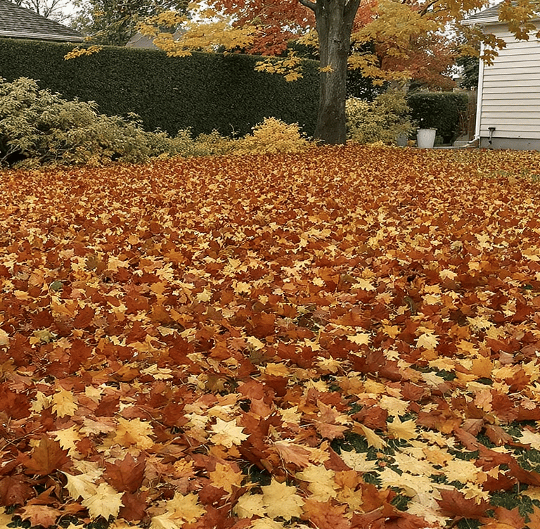 Leaves over the lawn