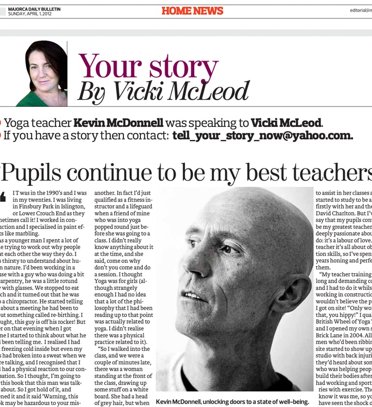 feature article on Kevin Mcdonnell in Mallorca Daily Bulletin 