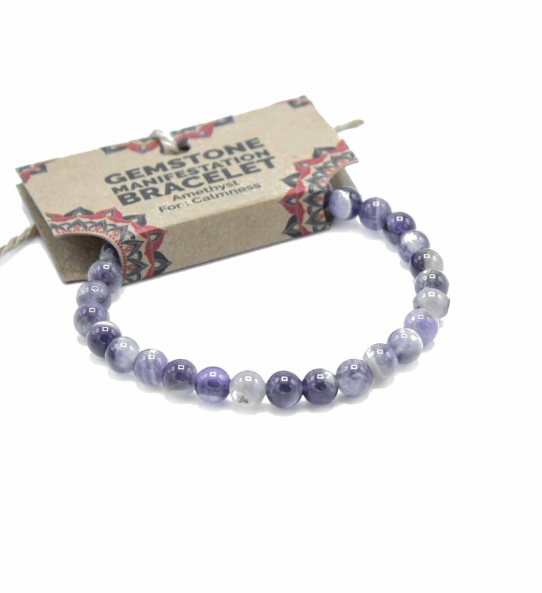 a bracelet bracelet with a purple and white beaded bracelet
