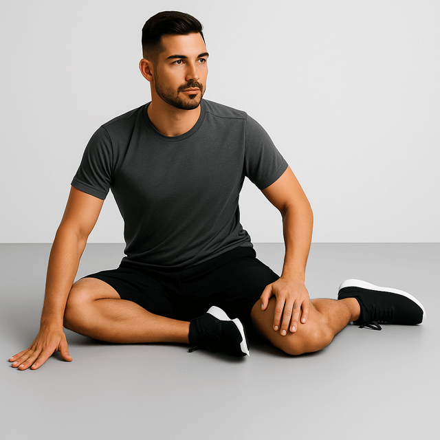 a man sitting on the floor with his legs crossed