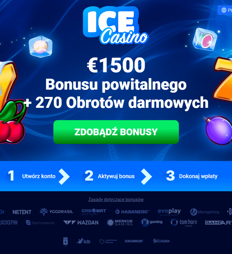 Bonusy Powitalne do-1500 Euro + 270 darmowych spinów ICE Casino to świetne kasyno online do zabawy! 