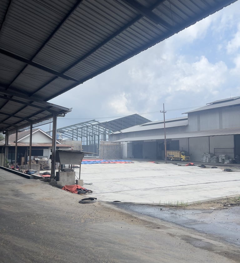 Rice husk warehouse and operating area in Lumajang