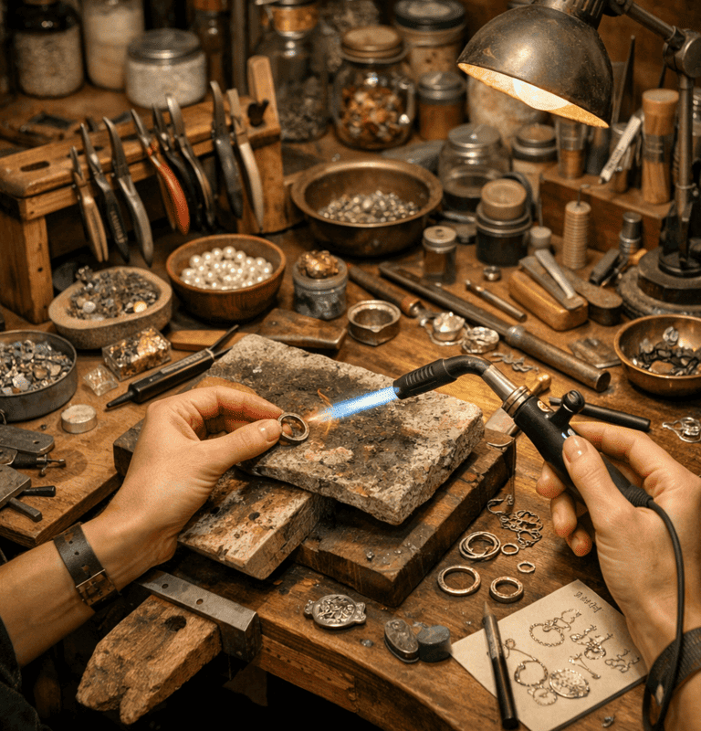 taller de joyería artesanal con un ambiente cálido y muy auténtico.