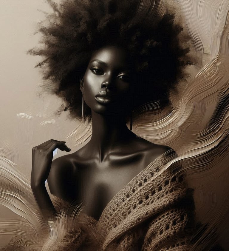 a woman with a large afro - like hair and a large afro