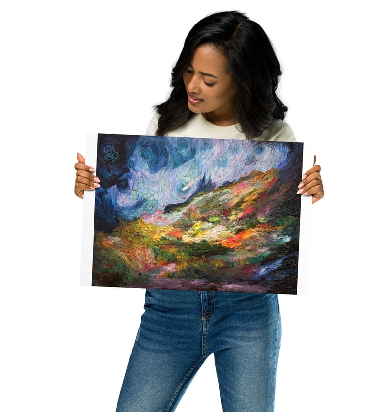 The Vision of Eternity art print by Anuragk Gupta – cosmic landscape with spirals and light.