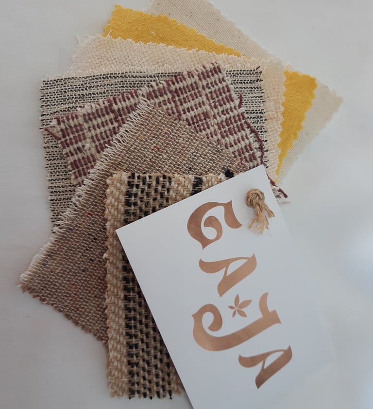 variety of hemp fabrics in a swatch book