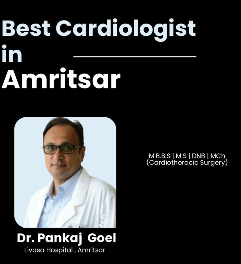 Flyer showing Dr. Pankaj Goel as Best Cardiologist in Amritsar.