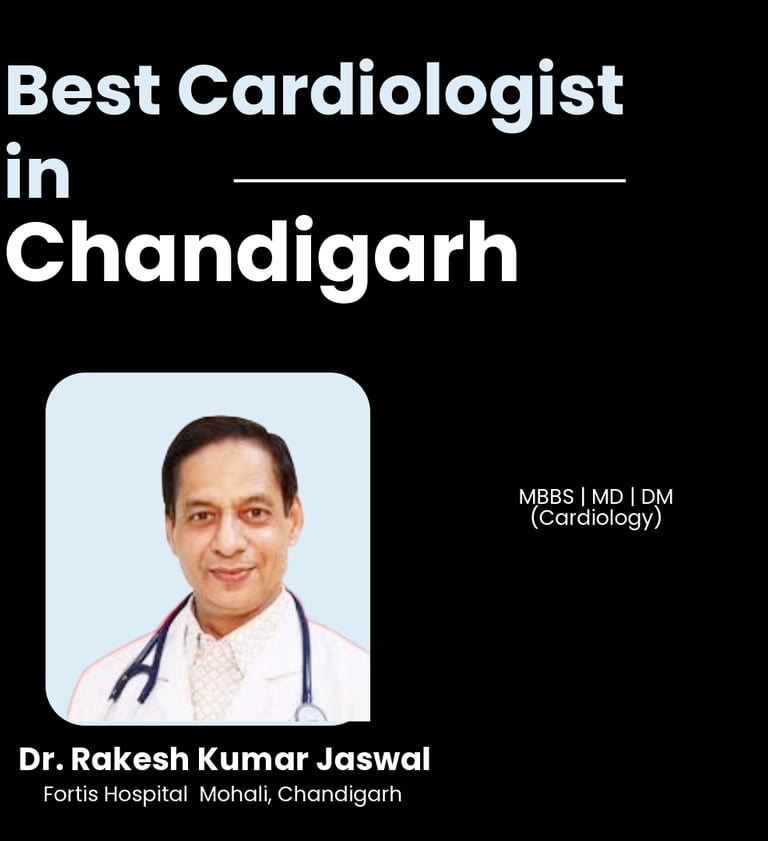 Flyer showing Dr. Rakesh Kumar Jaswal as Best Cardiologist in Chandigarh.