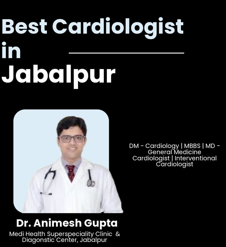 Flyer showing Dr. Animesh Gupta as Best Cardiologist in Jabalpur.