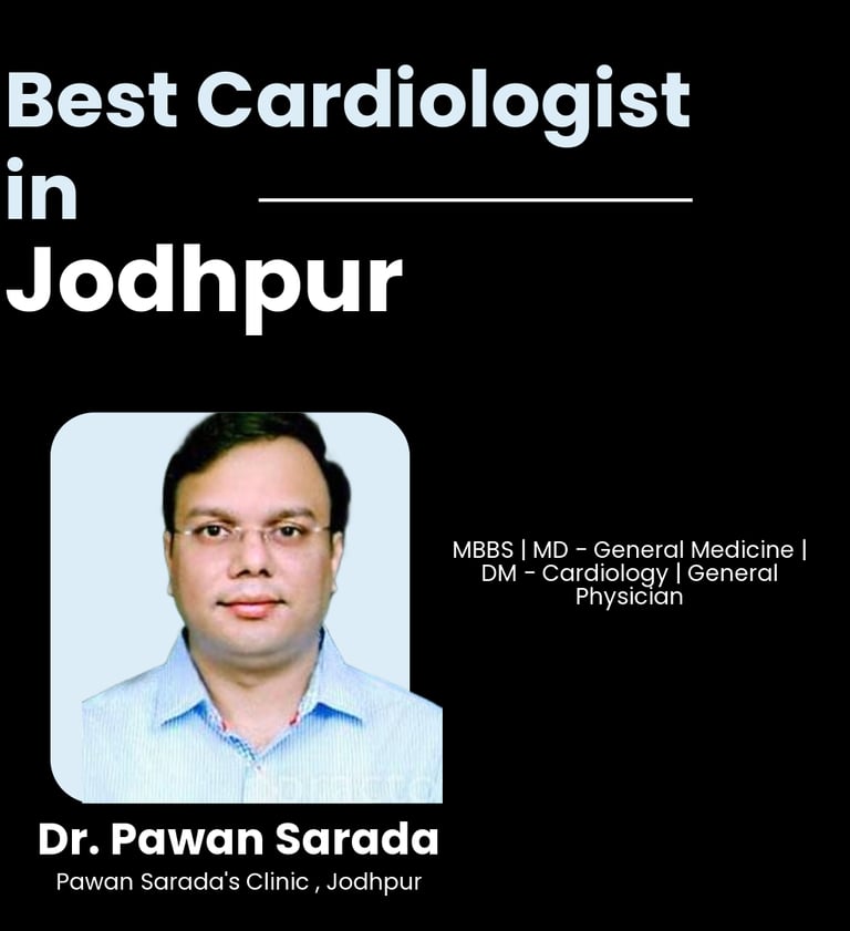 Flyer showing Dr. Pawan Sarda as Best Cardiologist in Jodhpur.