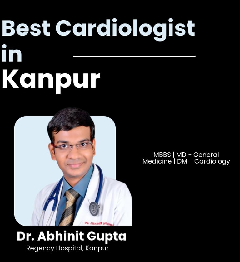 Flyer showing Dr. Abhinit Gupta as Best Cardiologist in Kanpur.
