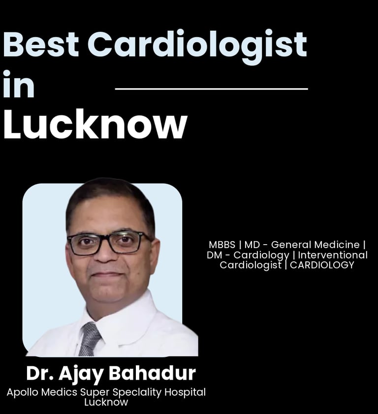 Flyer showing Dr. (Col) Ajay Bahadur as Best Cardiologist in Lucknow.