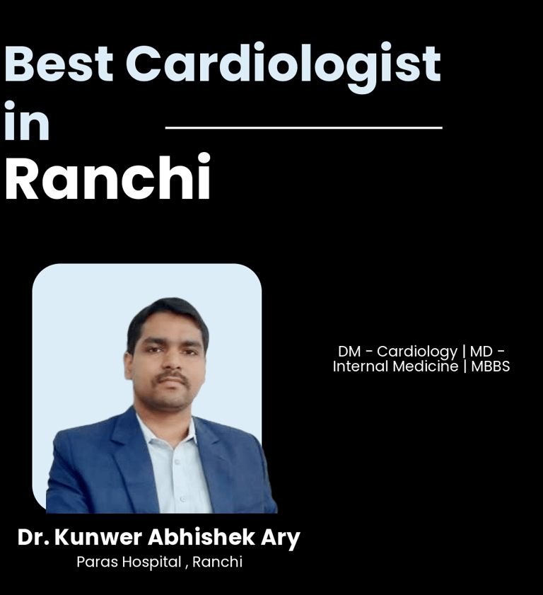 Flyer showing Dr. Kunwer Abhishek Ary as Best Cardiologist in Ranchi.