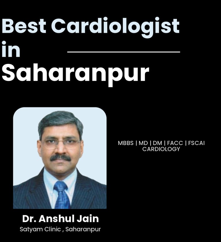 Flyer showing Dr. Anshul Jain as Best Cardiologist in Saharanpur.