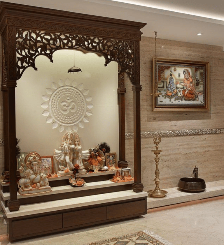 Modern Wooden temple design by mandir makers