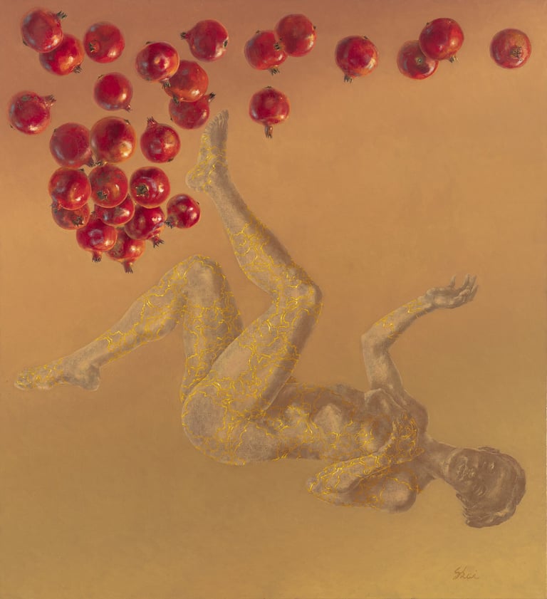 August, Skaiste Verdingyte, composition, oil on canvas, painting, Lithuanian artist