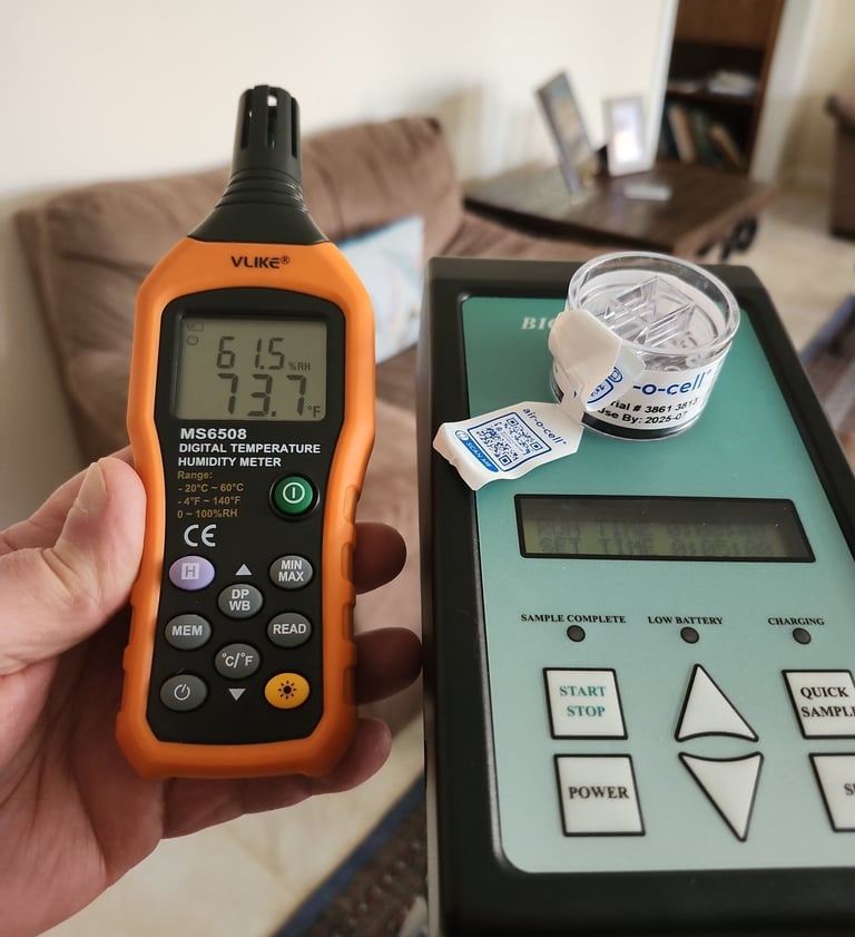 Mold testing equipment in use during home inspection