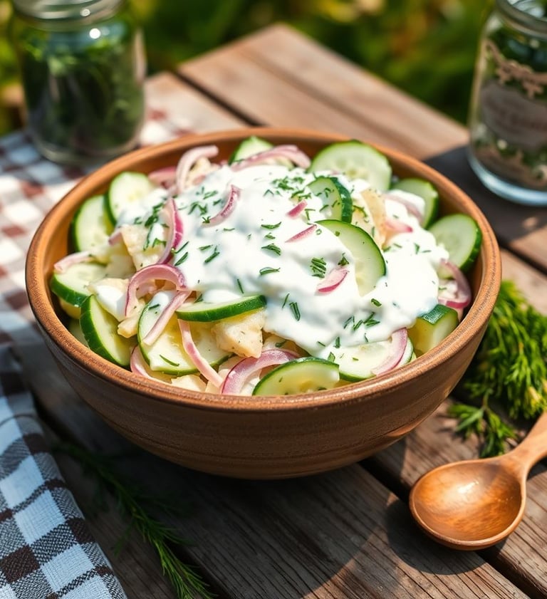 Classic Cucumber Salad with Dill and Sour Cream