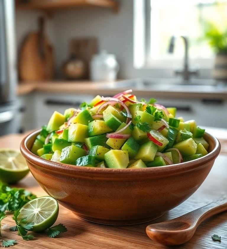 Cucumber Avocado Salad with Lime Vinaigrette