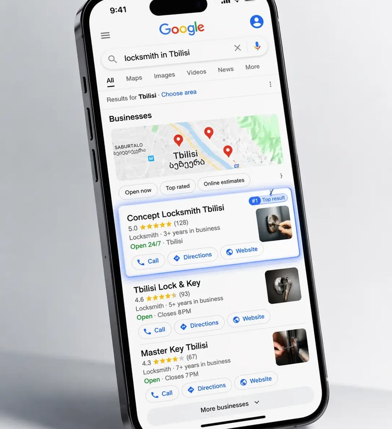 Google პირველ გვერდზე გამოჩენა