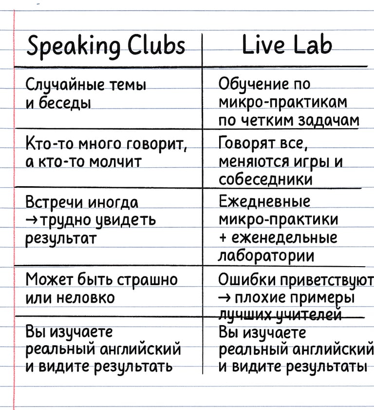 speaking club vs live lab