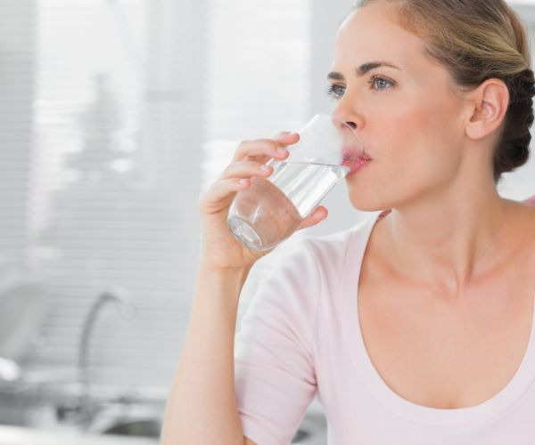 woman drinking water