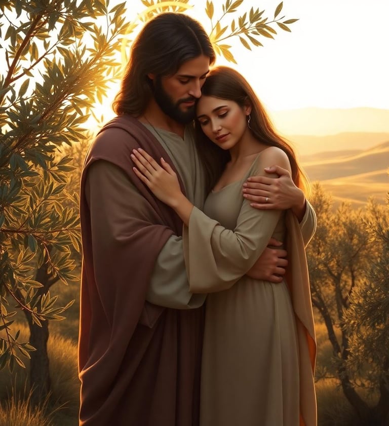 jesus hugging a woman
