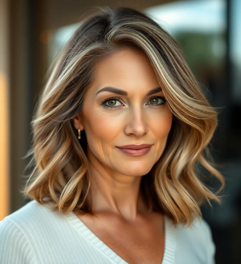 a woman with blonde hair and a white sweater
