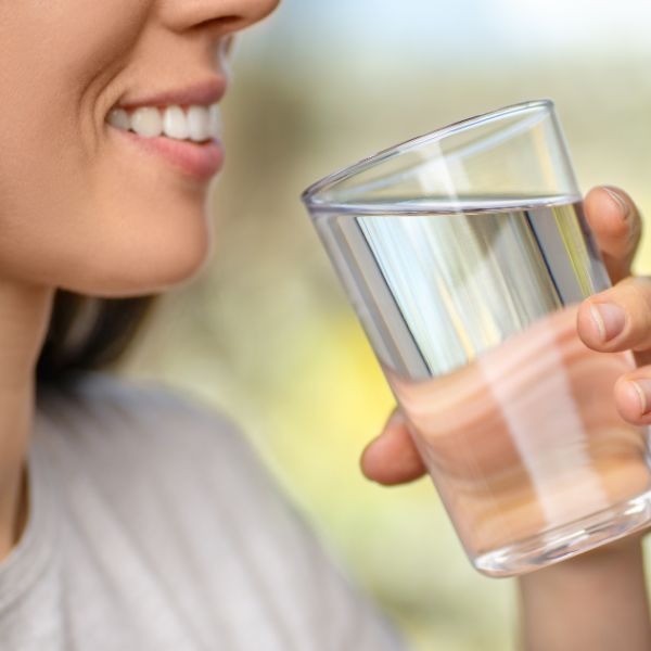 woman on diet drinking water