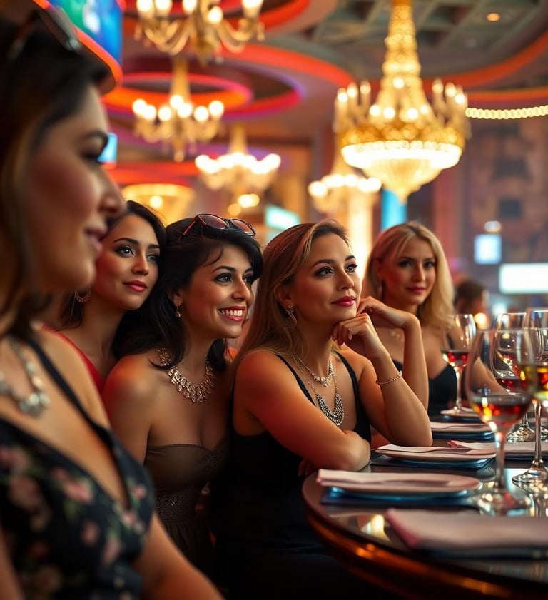 several women dining out in Las Vegas