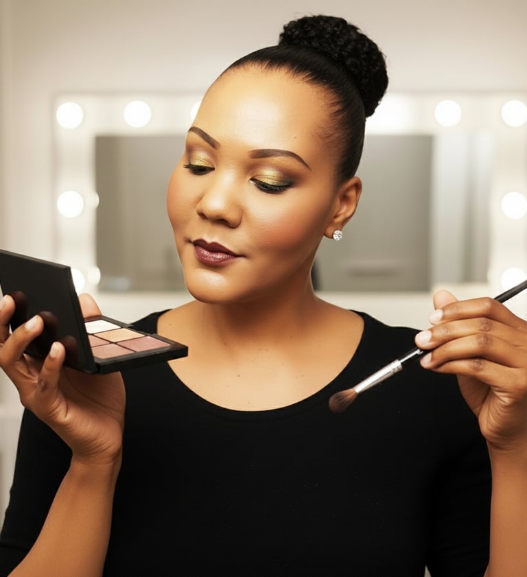 Makeup Artist holding an eyeshadow palette