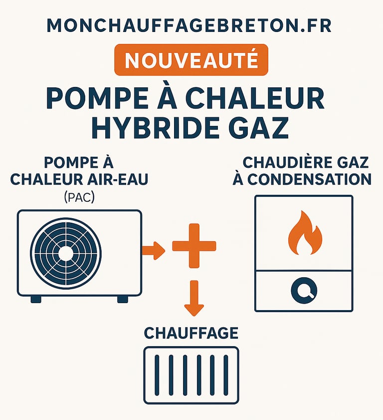 infographie sur pompe chaleur hybride gaz en Bretagne