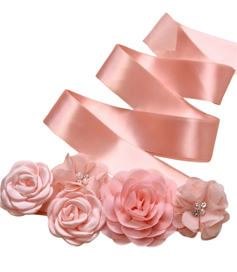 Ivory 3D floral waist sash maternity accessory for woodland fairy baby shower