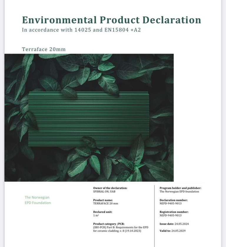 TERRAFACE environmental product declaration