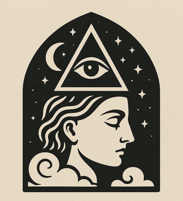 a woman with a triangle shaped eye patch on her forehead