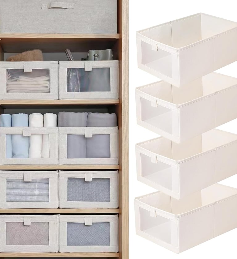 Minimalist closet storage bins for shelves and organization