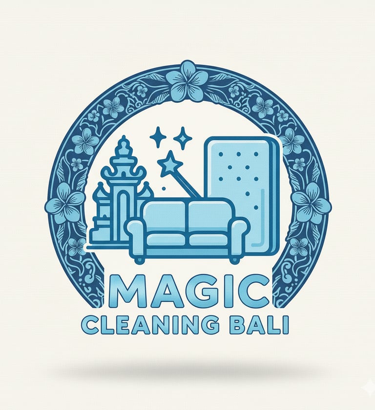 a couch with a magic cleaning ball on it