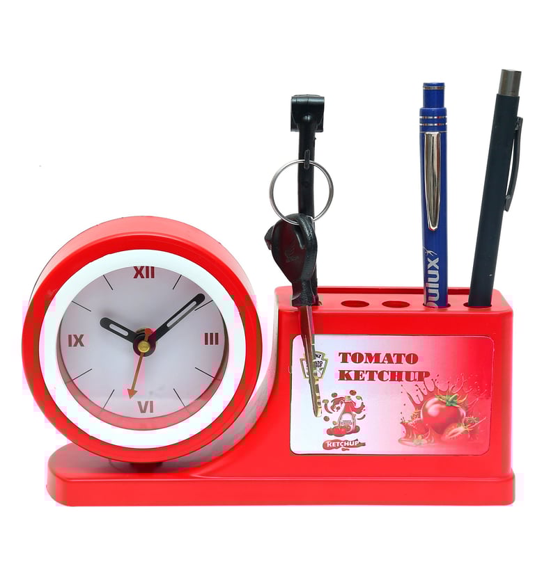 Table clock with pen stand