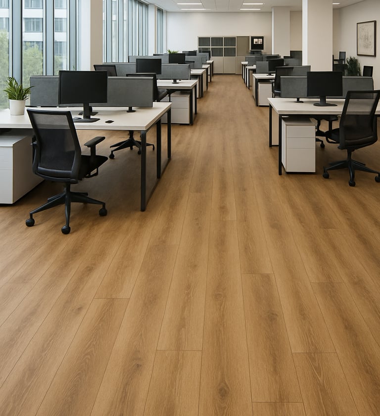 a picture of a commercial hardwood installation in office buidling