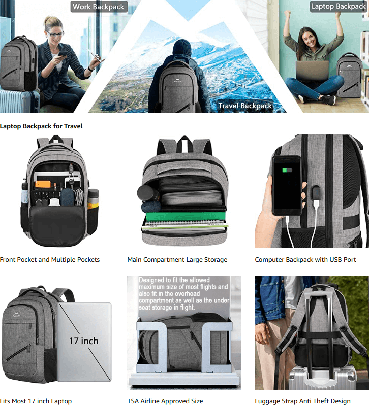 Carry-on Backpack for laptop and usb charging