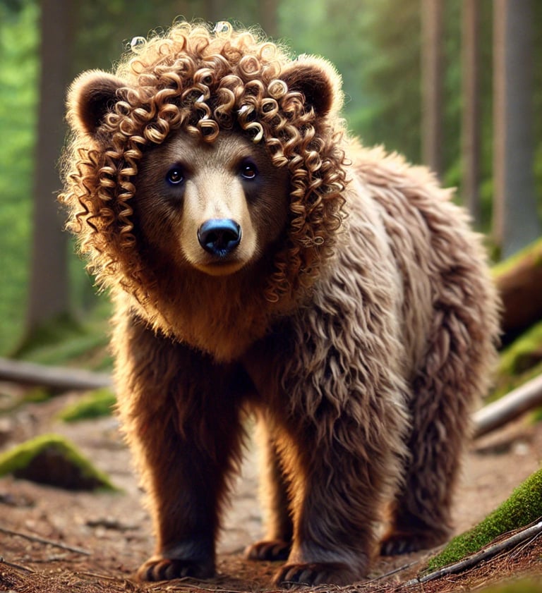 Ours cheveux bouclés