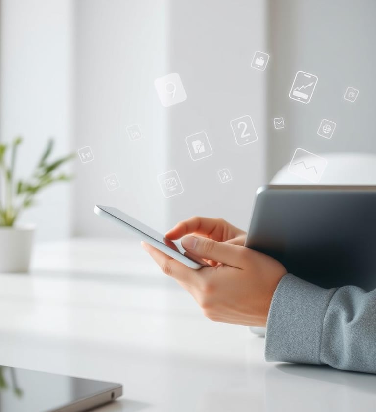 a person holding a tablet computer and a tablet